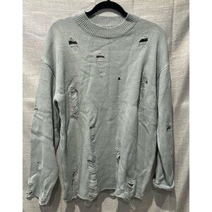 NEW Men's Grunge Distressed Fitted Knit Casual Sweater Sz L